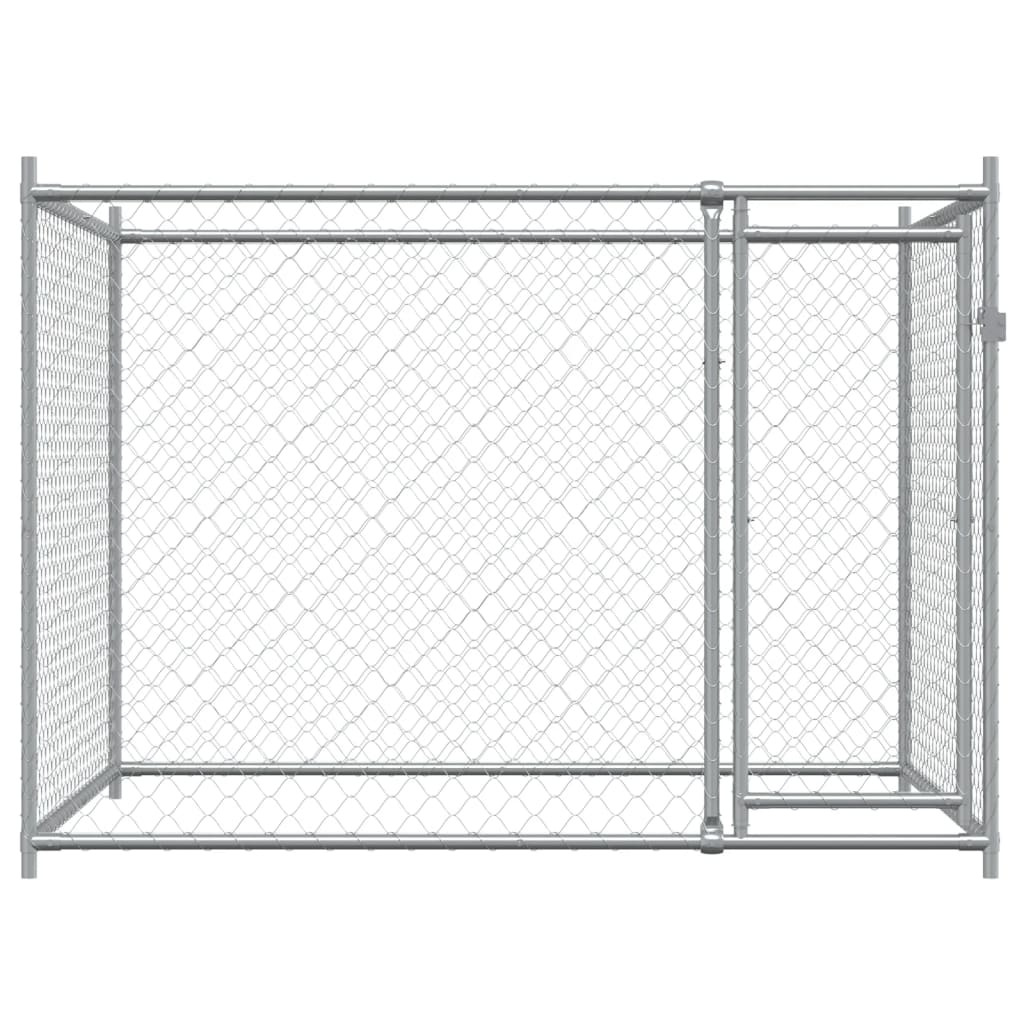 Hondenhok Met Deur 2X2X1,5 M Gegalvaniseerd Staal Grijs 2 x 2 x 1.5 m 1 deur
