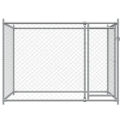 Hondenhok Met Deur 2X2X1,5 M Gegalvaniseerd Staal Grijs 2 x 2 x 1.5 m 1 deur