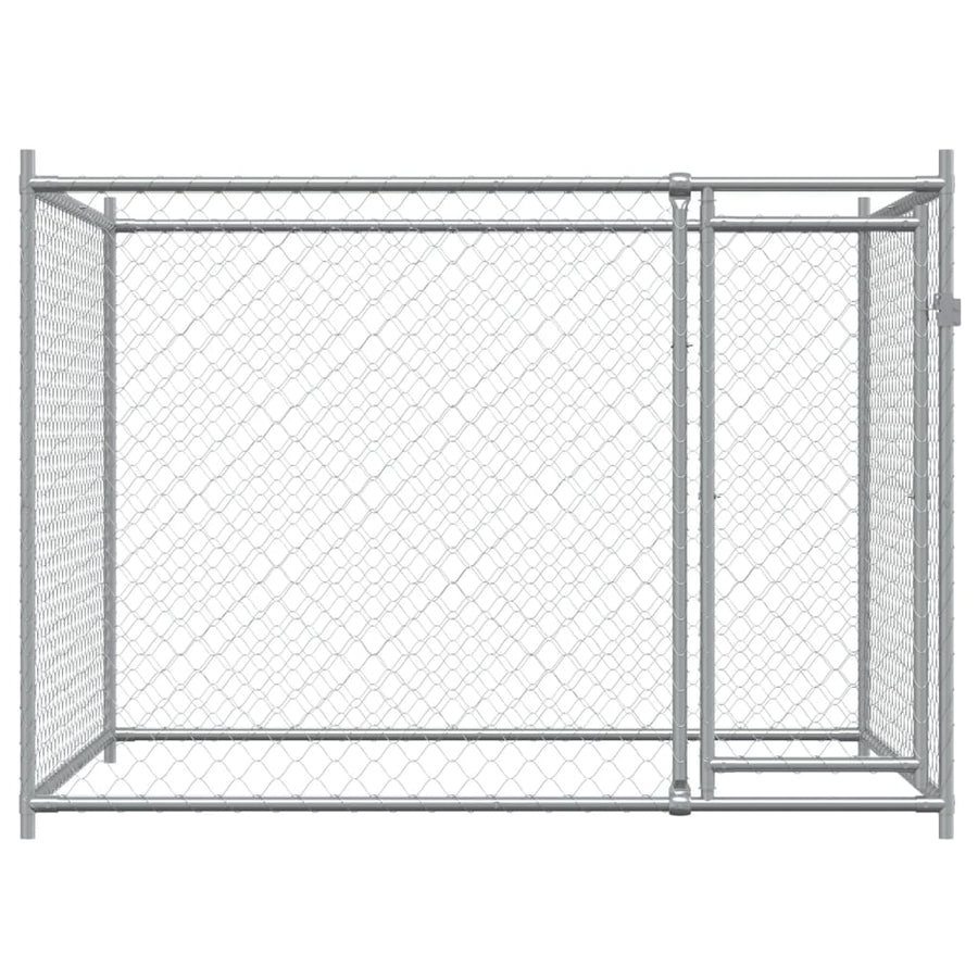Hondenhok Met Deur 2X2X1,5 M Gegalvaniseerd Staal Grijs 2 x 2 x 1.5 m 1 deur