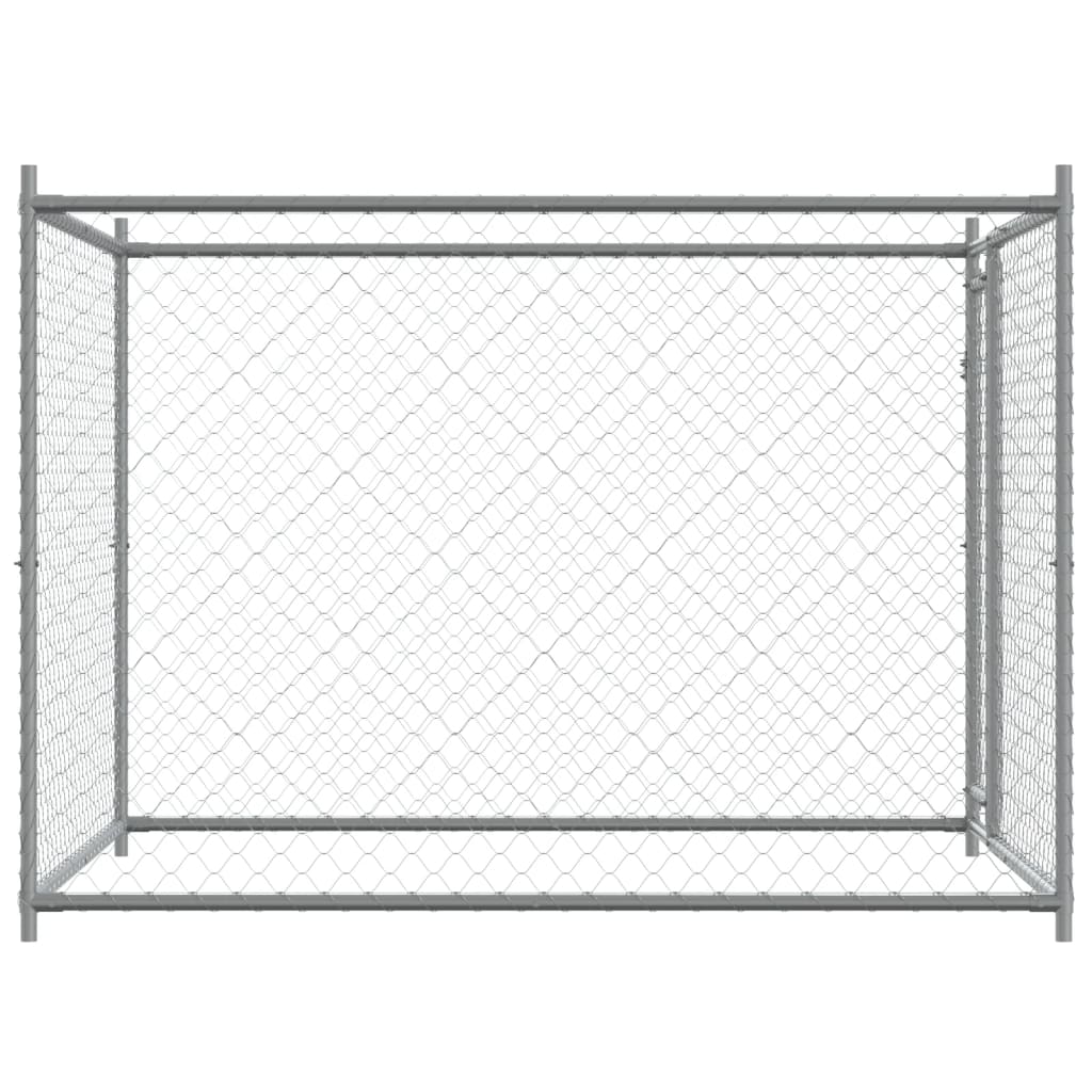 Hondenhok Met Deur 2X2X1,5 M Gegalvaniseerd Staal Grijs 2 x 2 x 1.5 m 1 deur