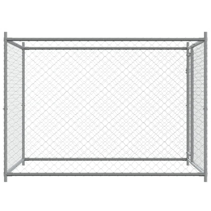 Hondenhok Met Deur 2X2X1,5 M Gegalvaniseerd Staal Grijs 2 x 2 x 1.5 m 1 deur