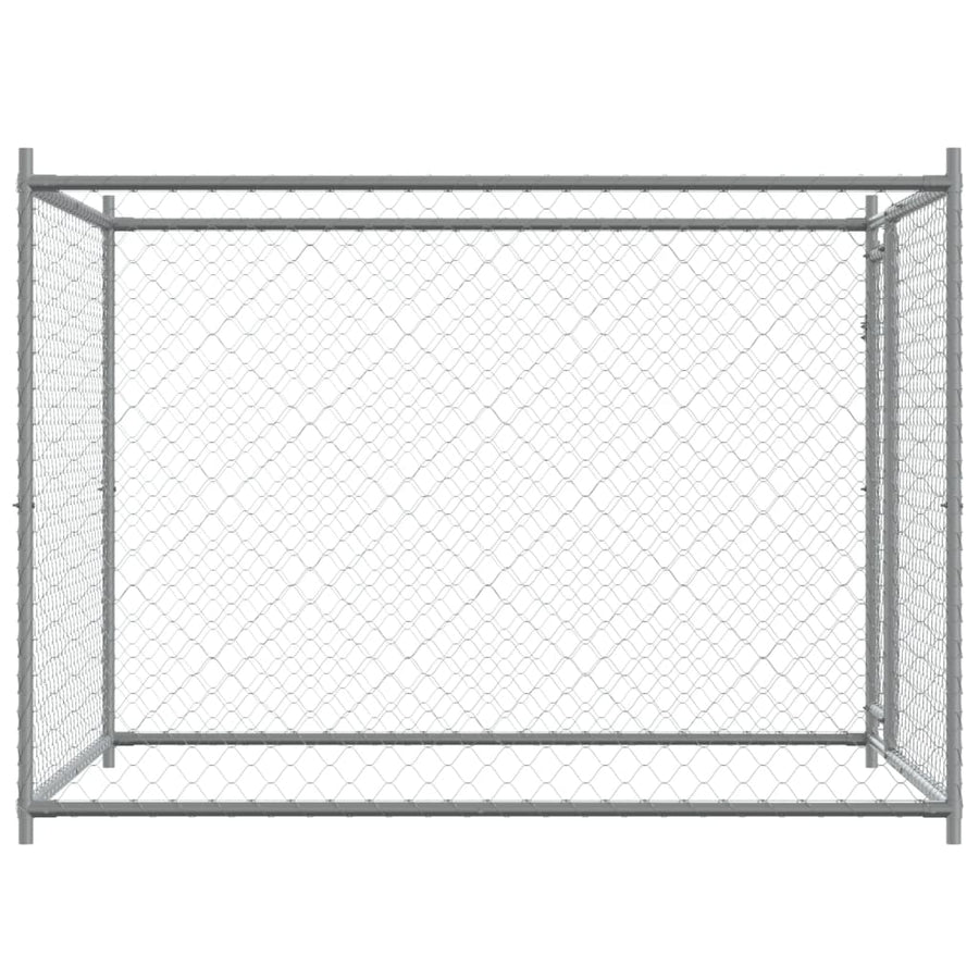 Hondenhok Met Deur 2X2X1,5 M Gegalvaniseerd Staal Grijs 2 x 2 x 1.5 m 1 deur