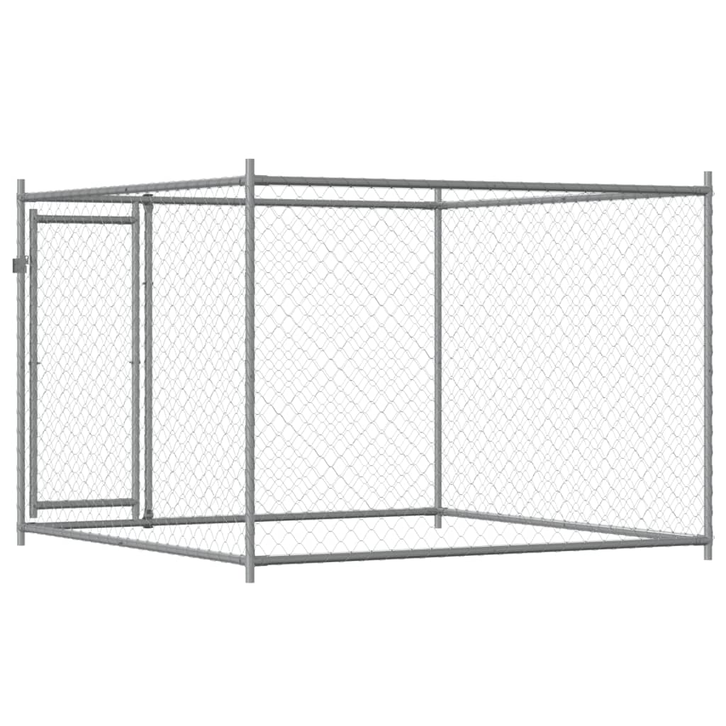 Hondenhok Met Deur 2X2X1,5 M Gegalvaniseerd Staal Grijs 2 x 2 x 1.5 m 1 deur