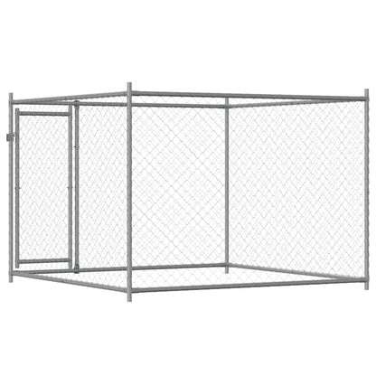 Hondenhok Met Deur 2X2X1,5 M Gegalvaniseerd Staal Grijs 2 x 2 x 1.5 m 1 deur