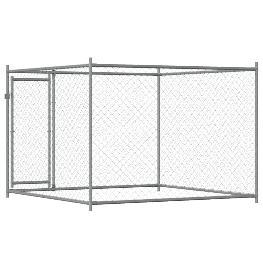 Hondenhok Met Deur 2X2X1,5 M Gegalvaniseerd Staal Grijs 2 x 2 x 1.5 m 1 deur