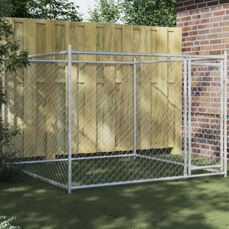 Hondenhok Met Deur 2X2X1,5 M Gegalvaniseerd Staal Grijs 2 x 2 x 1.5 m 1 deur