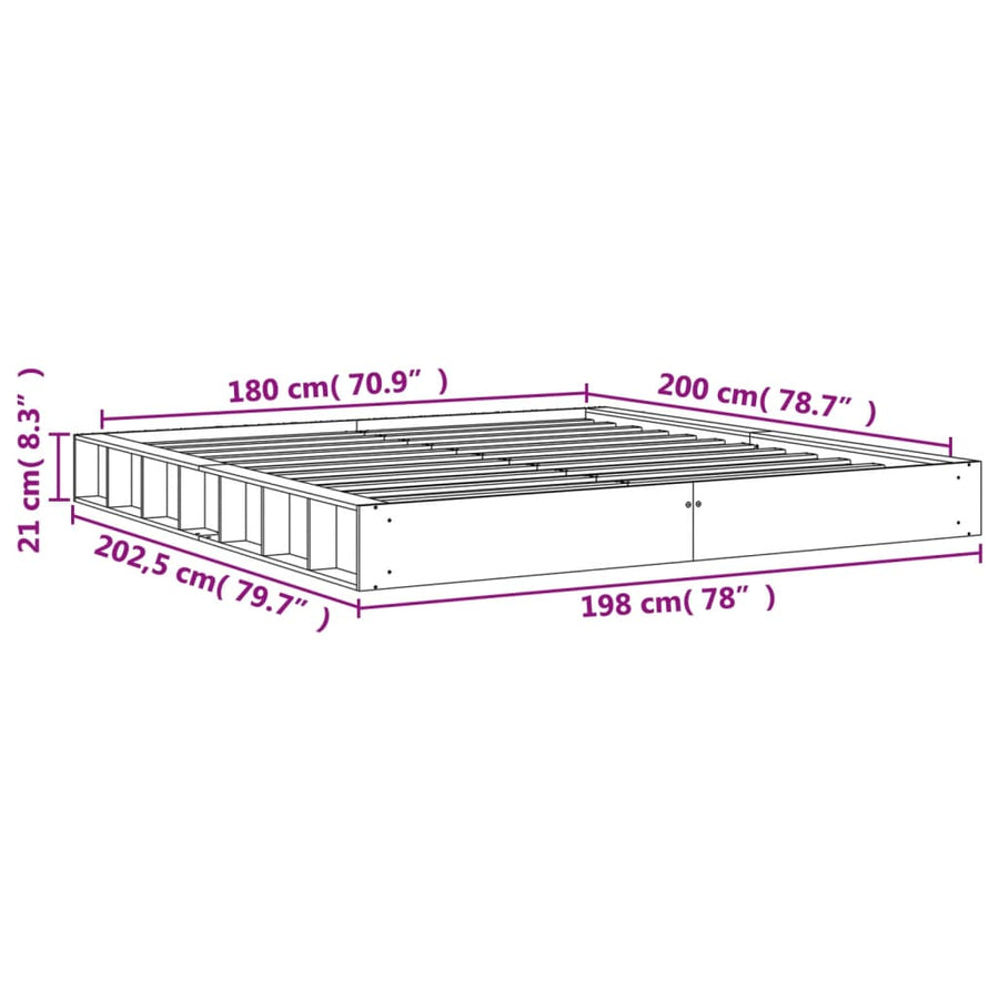 Bedframe Massief Grenenhout Wasbruin 180X200 Cm