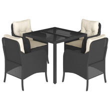 5-Delige Tuinset Met Kussens Poly Rattan 4 90 cm tafellengte Zwart en crème