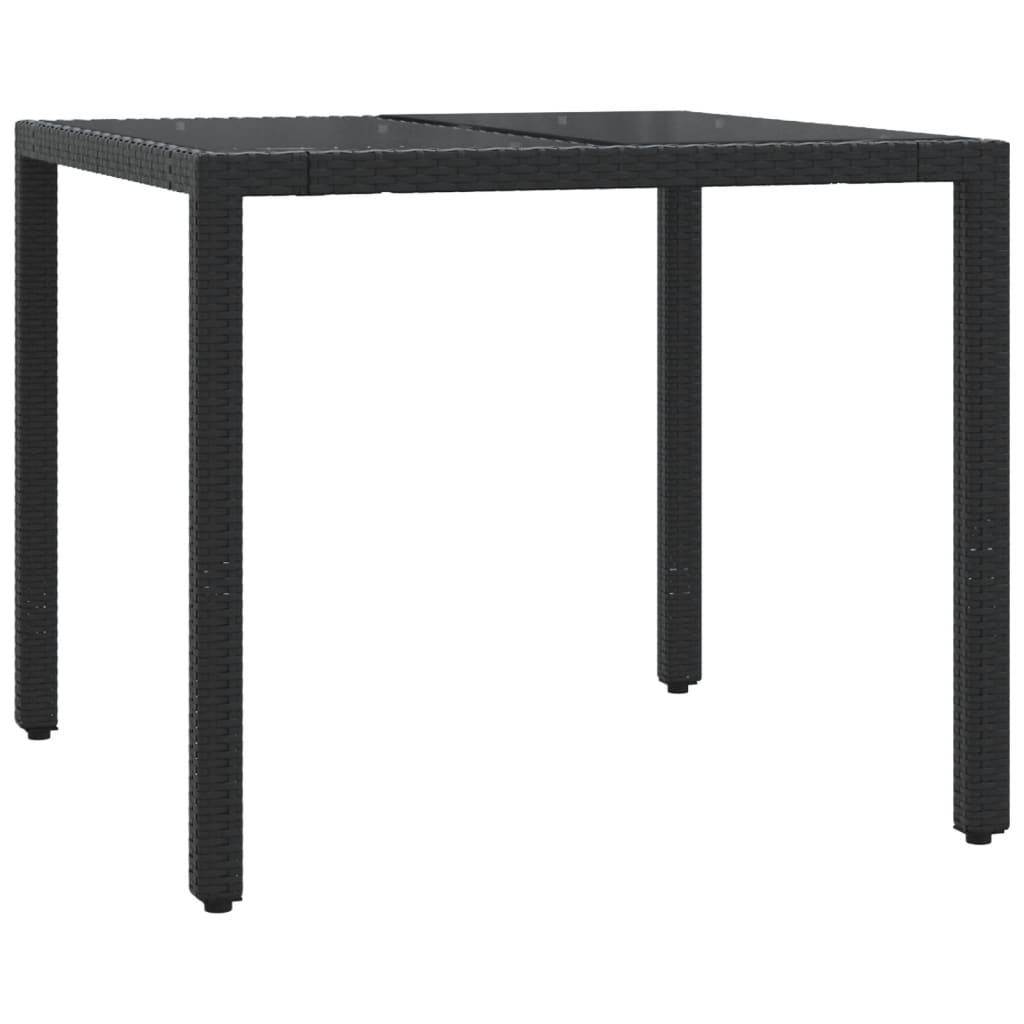 5-Delige Tuinset Met Kussens Poly Rattan 4 90 cm tafellengte Zwart en crème