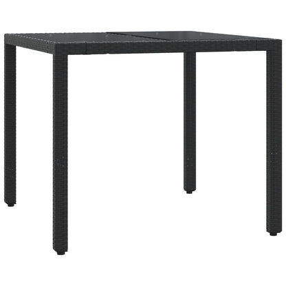 5-Delige Tuinset Met Kussens Poly Rattan 4 90 cm tafellengte Zwart en crème