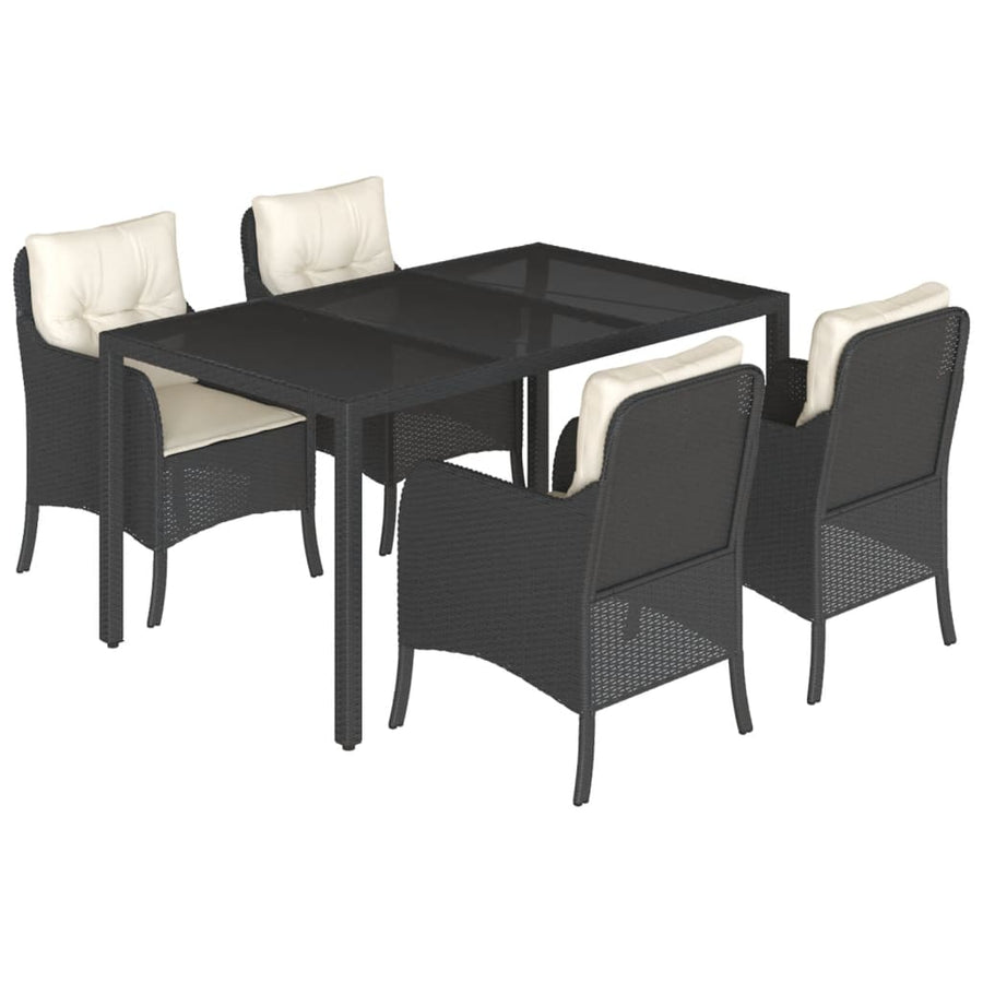 Tuinset met kussens poly rattan 5 150 cm tafellengte Zwart en crème