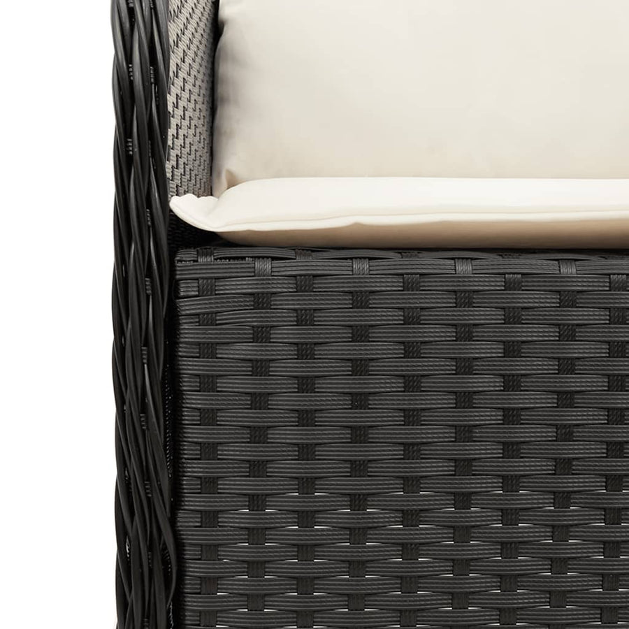 Tuinset met kussens poly rattan 5 150 cm tafellengte Zwart en crème