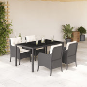 Tuinset poly rattan 5-delig zwart met kussens