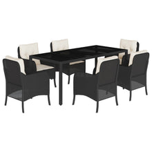 Tuinset met kussens poly rattan 7 190 cm tafellengte Zwart en crème