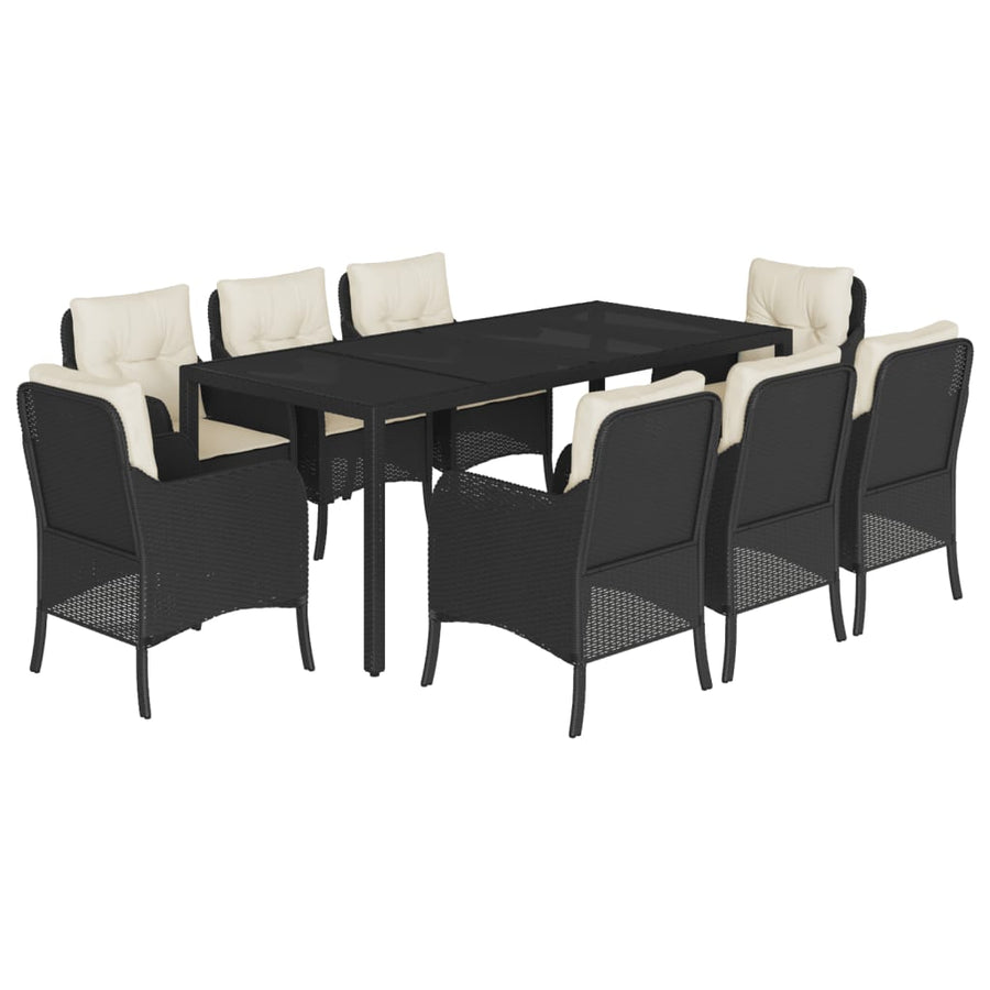 -Delige Tuinset Poly Rattan Zwart en crème 190 cm tafellengte 9