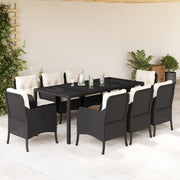 Tuinset 9-delig poly rattan zwart
