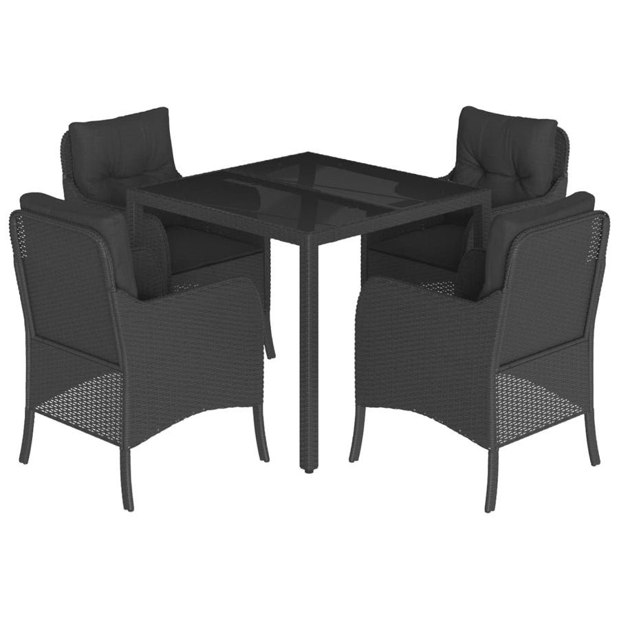 5-Delige Tuinset Met Kussens Poly Rattan 4 90 cm tafellengte Zwart