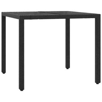 5-Delige Tuinset Met Kussens Poly Rattan 4 90 cm tafellengte Zwart
