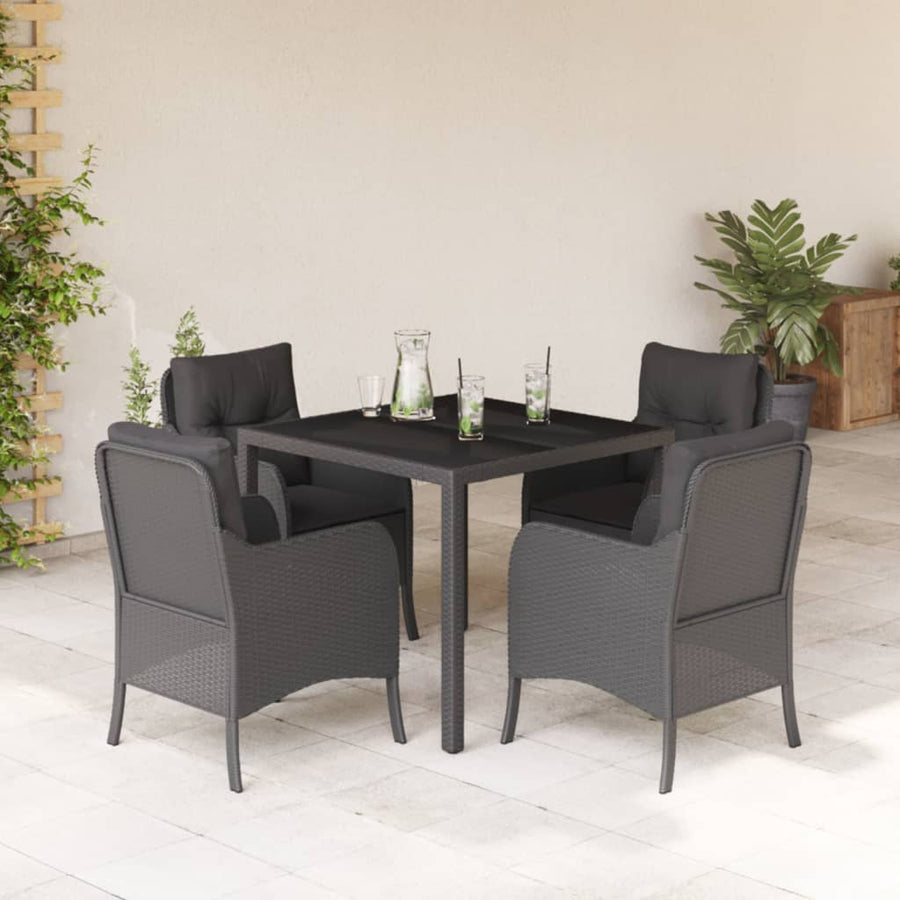 5-Delige Tuinset Met Kussens Poly Rattan 4 90 cm tafellengte Zwart