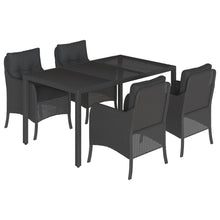 Tuinset met kussens poly rattan 5 150 cm tafellengte Zwart