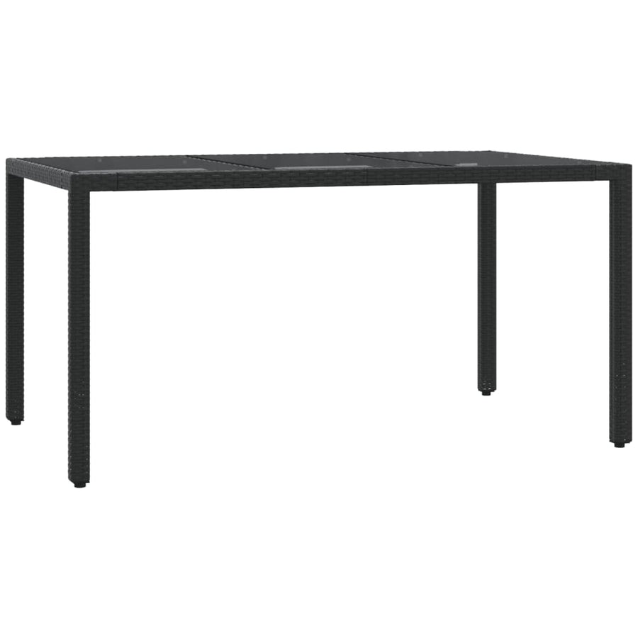 Tuinset met kussens poly rattan 5 150 cm tafellengte Zwart