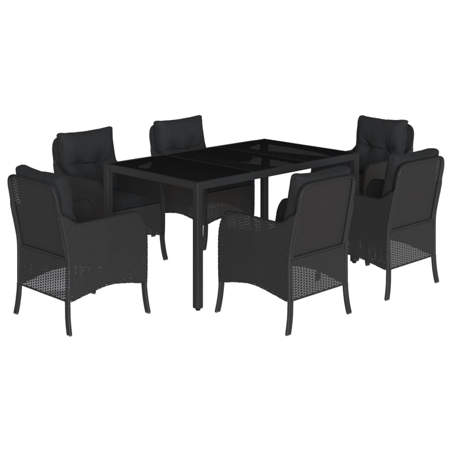-Delige Tuinset Met Kussens Poly Rattan Zwart 150 cm tafellengte 7