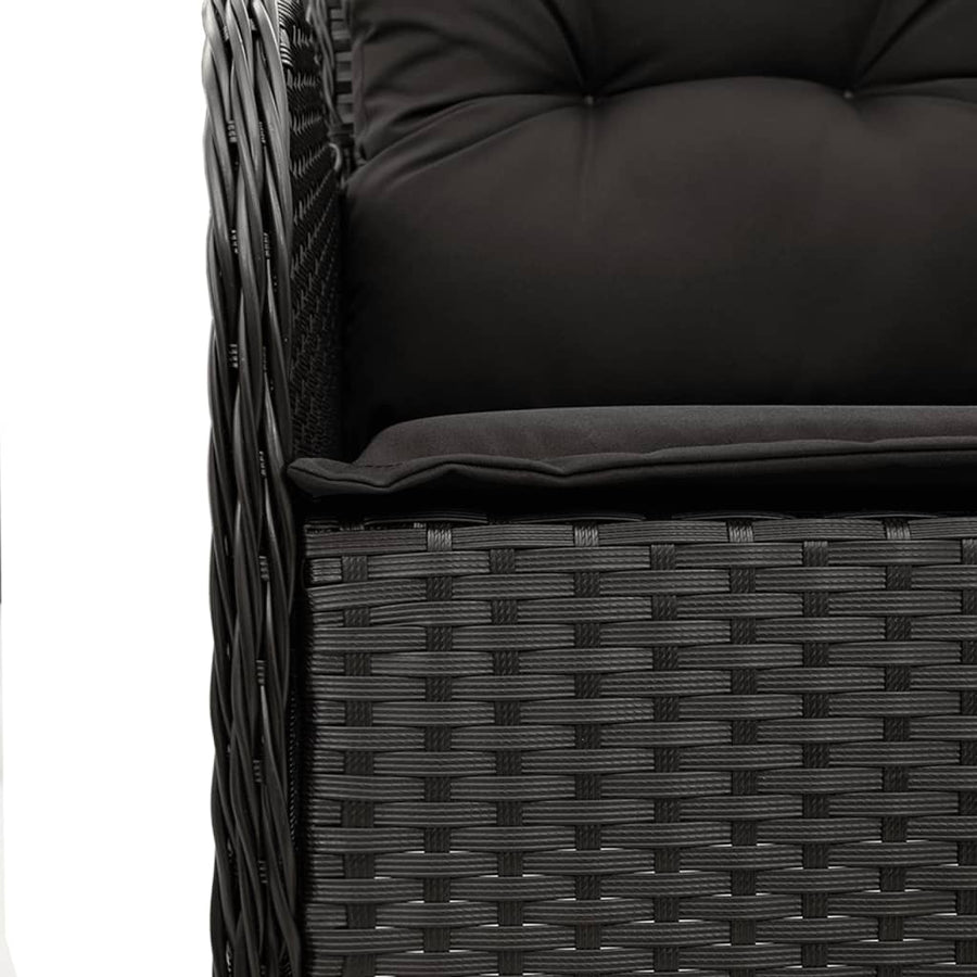 -Delige Tuinset Met Kussens Poly Rattan Zwart 150 cm tafellengte 7