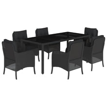 Tuinset met kussens poly rattan 7 190 cm tafellengte Zwart