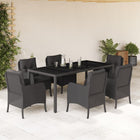Tuinset 7-delig poly rattan zwart met kussens