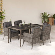 Tuinset 5-delig poly rattan grijs met kussens