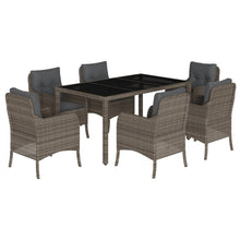Tuinset met kussens poly rattan 7 150 cm tafellengte Grijs