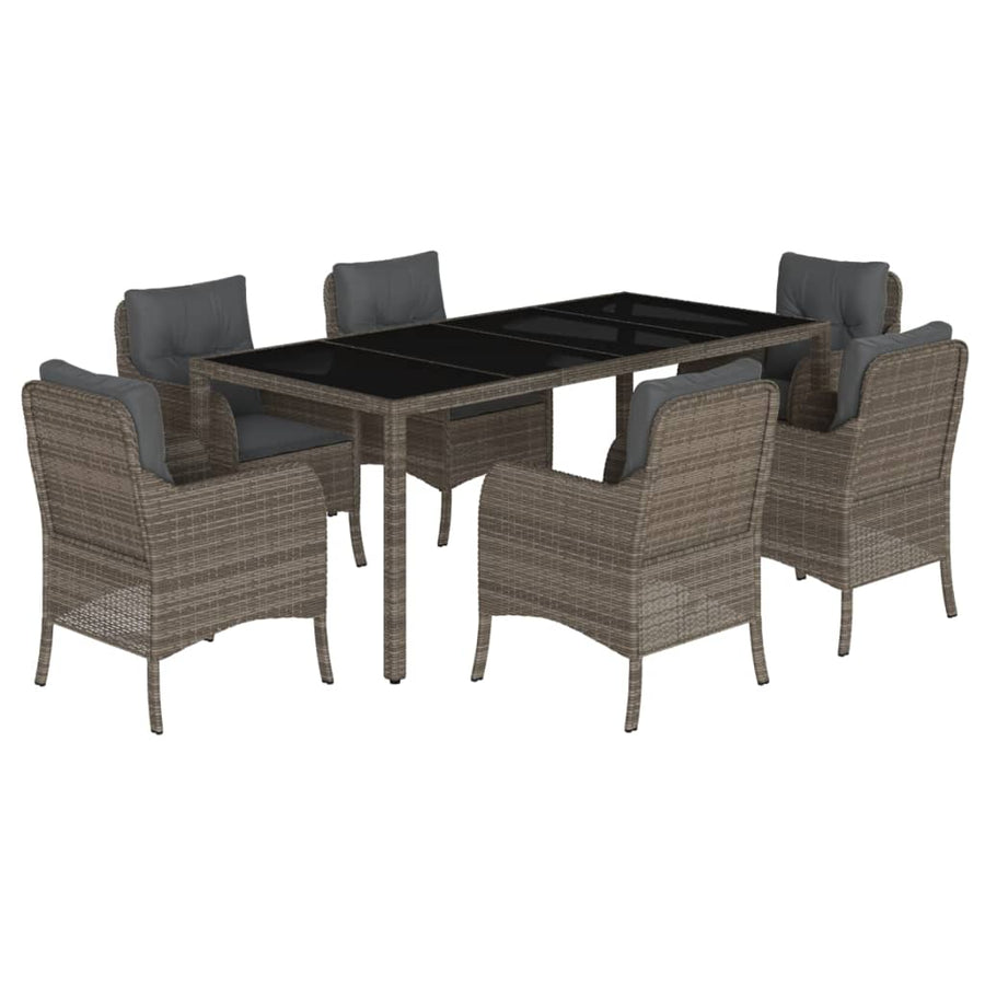 -Delige Tuinset Met Kussens Poly Rattan Grijs 190 cm tafellengte 7