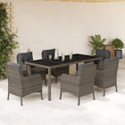 Tuinset 7-delig poly rattan grijs