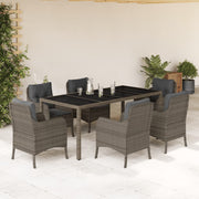 Tuinset 7-delig poly rattan grijs