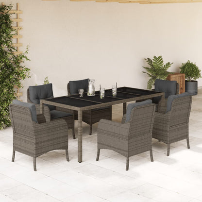 -Delige Tuinset Met Kussens Poly Rattan Grijs 190 cm tafellengte 7