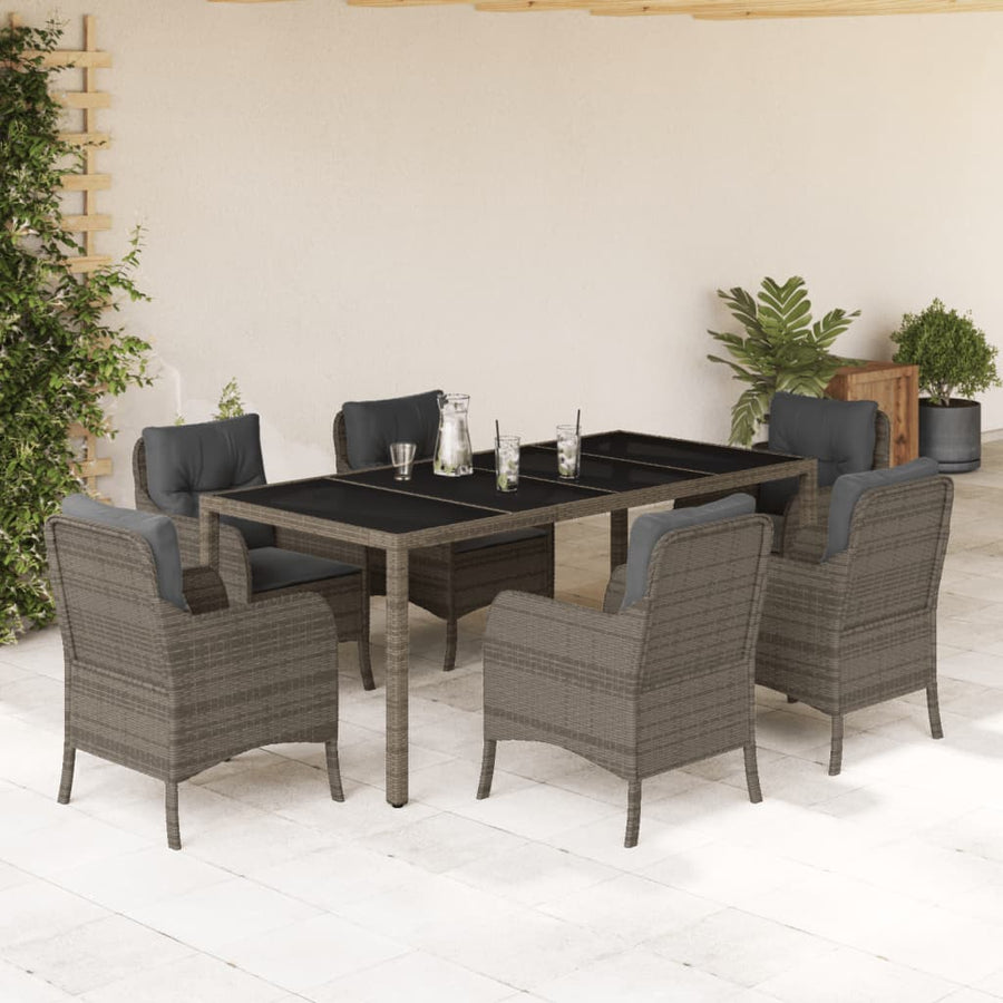 -Delige Tuinset Met Kussens Poly Rattan Grijs 190 cm tafellengte 7