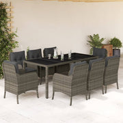 Tuinset 9-delig poly rattan grijs met kussens