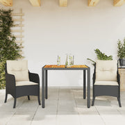 Tuinset 3-delig poly rattan zwart met kussens