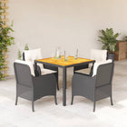 Tuinset poly rattan 5-delig zwart met kussens