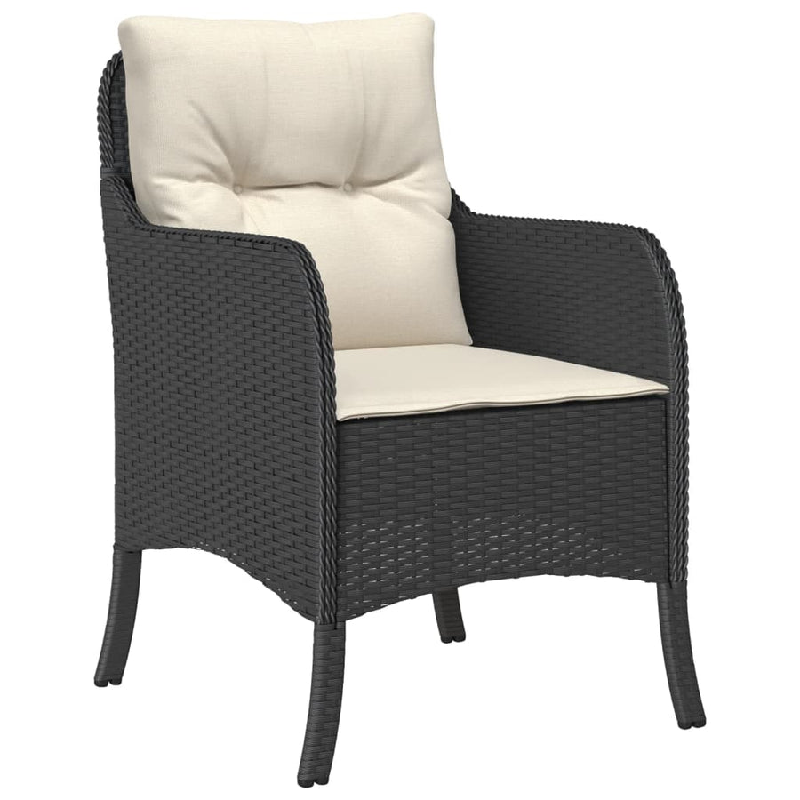 Tuinset met kussens poly rattan 5 150 cm tafellengte Zwart en crème