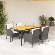 Tuinset poly rattan 5-delig zwart met kussens