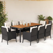 Tuinset poly rattan 9-delig zwart