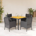 Tuinset 5-delig poly rattan zwart acaciahout