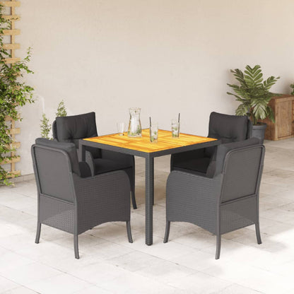 Tuinset met kussens poly rattan 5 90 cm tafellengte Zwart