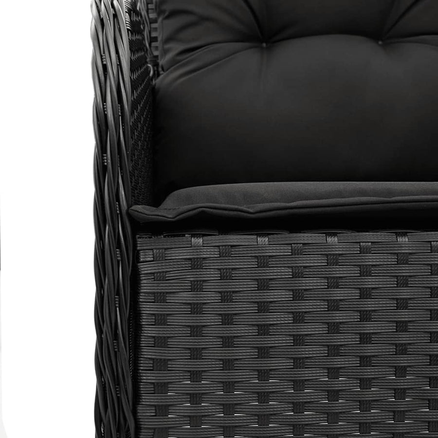 Tuinset met kussens poly rattan 5 150 cm tafellengte Zwart