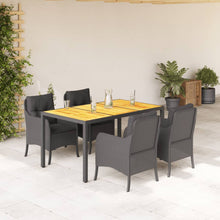 Tuinset met kussens poly rattan 5 150 cm tafellengte Zwart