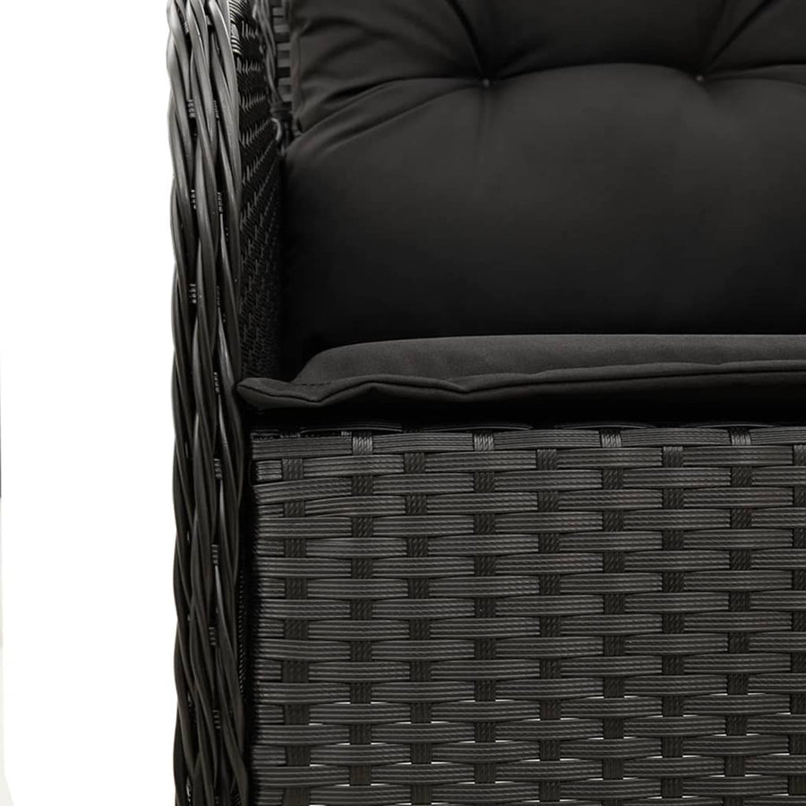 Tuinset met kussens poly rattan 7 150 cm tafellengte Zwart