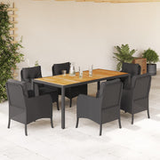 Tuinset 7-delig poly rattan zwart met kussens
