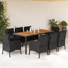 Tuinset 9-delig poly rattan zwart acaciahout