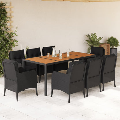 9-Delige Tuinset Poly Rattan 8 190 cm tafellengte Zwart